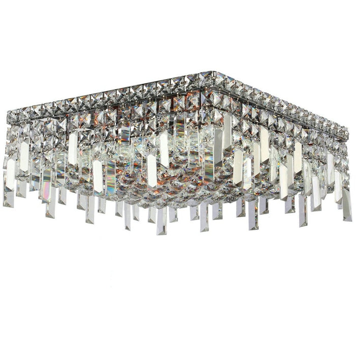 Cascade Polished Chrome Clear Crystal 6 Light Flushmount - Flushmounts