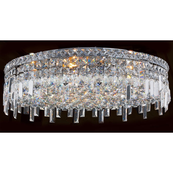 Cascade Polished Chrome Clear Crystal 9 Light Flushmount - Flushmounts