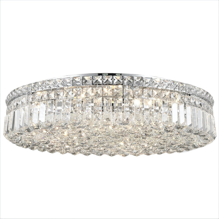 Cascade Polished Chrome Clear Crystal 9 Light Flushmount - Flushmounts