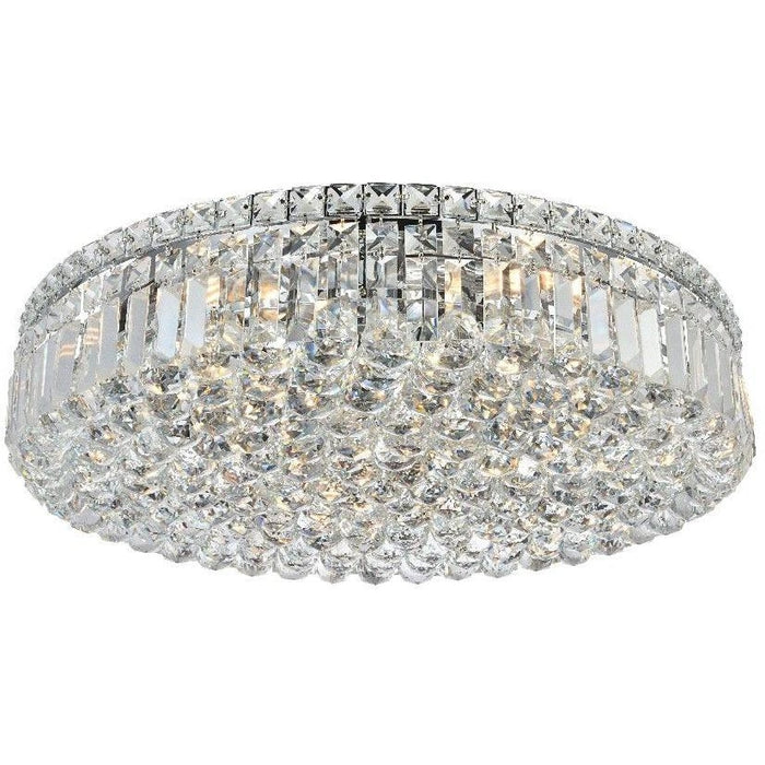 Cascade Polished Chrome Clear Crystal 9 Light Flushmount - Flushmounts