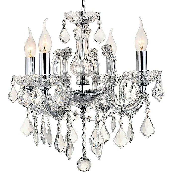 Catherine Polished Chrome Clear Crystal 4 Light Chandelier - Chandeliers