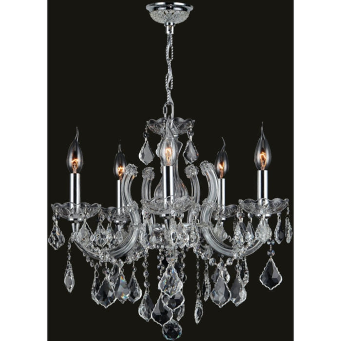 Catherine Polished Chrome Clear Crystal 5 Light Chandelier - Chandeliers