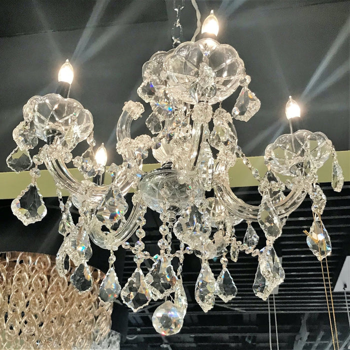 Catherine Polished Chrome Clear Crystal 5 Light Chandelier - Chandeliers