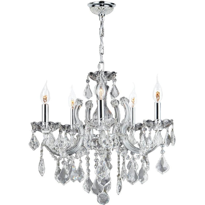 Catherine Polished Chrome Clear Crystal 5 Light Chandelier - Chandeliers