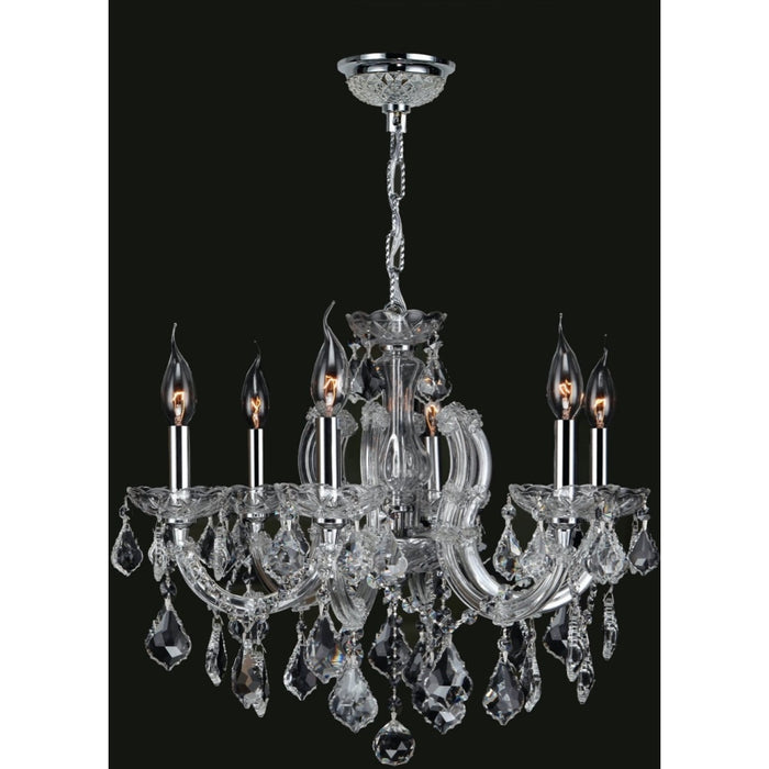 Catherine Polished Chrome Clear Crystal 6 Light Chandelier - Chandeliers