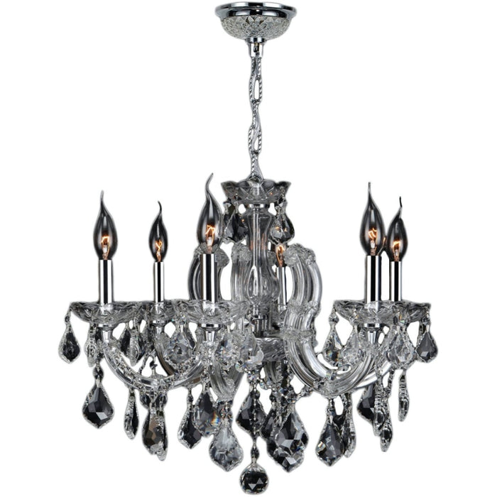 Catherine Polished Chrome Clear Crystal 6 Light Chandelier - Chandeliers
