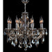 Catherine Polished Chrome Golden Teak Crystal 6 Light Chandelier - Chandeliers