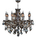 Catherine Polished Chrome Golden Teak Crystal 6 Light Chandelier - Chandeliers