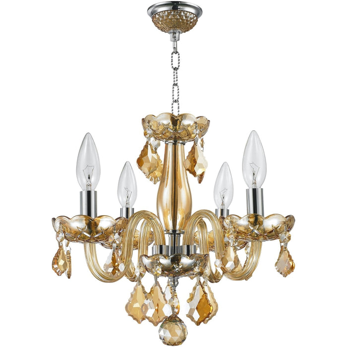 Clarion Polished Chrome Amber Crystal 4 Light Chandelier - Chandeliers