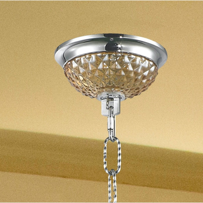 Clarion Polished Chrome Amber Crystal 4 Light Chandelier - Chandeliers