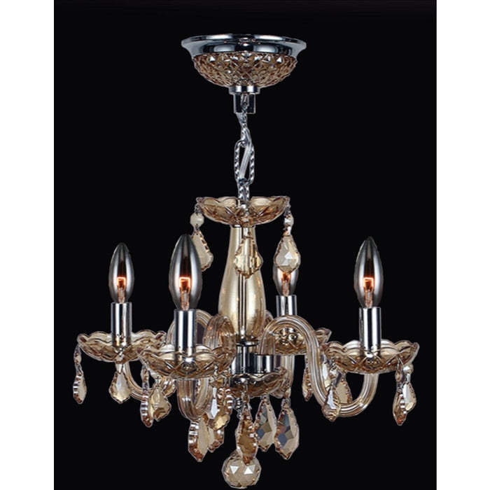 Clarion Polished Chrome Amber Crystal 4 Light Chandelier - Chandeliers