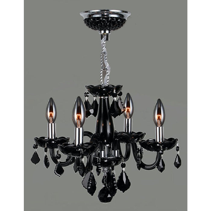 Clarion Polished Chrome Black Crystal 4 Light Chandelier - Chandeliers