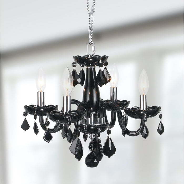 Clarion Polished Chrome Black Crystal 4 Light Chandelier - Chandeliers