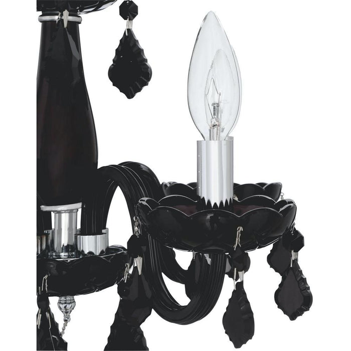 Clarion Polished Chrome Black Crystal 4 Light Chandelier - Chandeliers