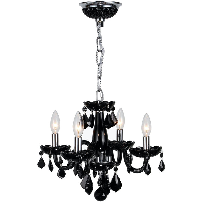 Clarion Polished Chrome Black Crystal 4 Light Chandelier - Chandeliers