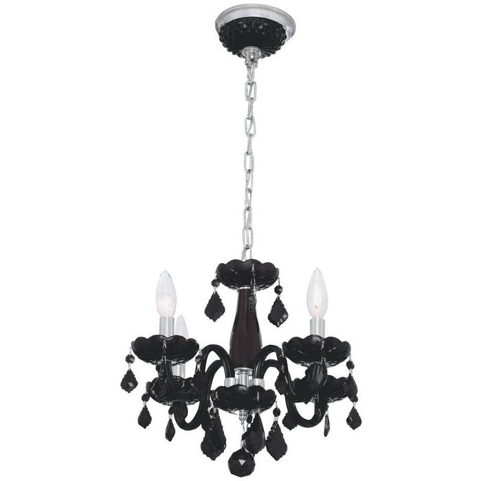 Clarion Polished Chrome Black Crystal 4 Light Chandelier - Chandeliers