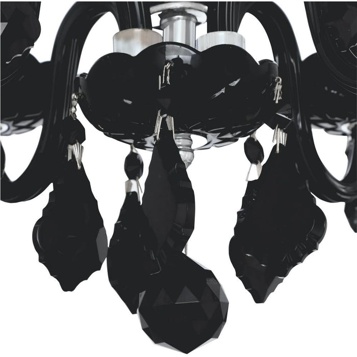 Clarion Polished Chrome Black Crystal 4 Light Chandelier - Chandeliers