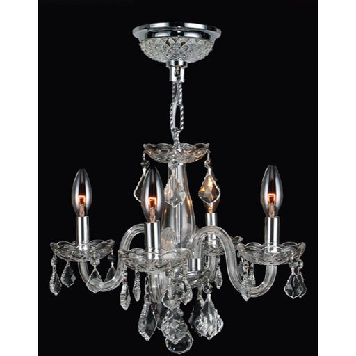 Clarion Polished Chrome Clear Crystal 4 Light Chandelier - Chandeliers