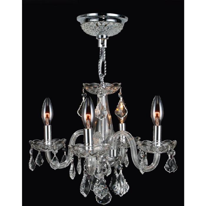 Clarion Polished Chrome Clear Crystal 4 Light Chandelier - Chandeliers