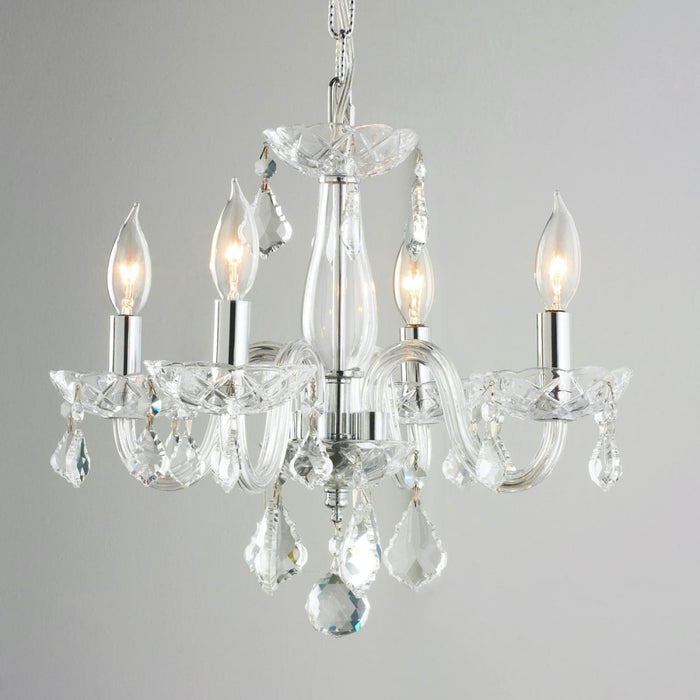 Clarion Polished Chrome Clear Crystal 4 Light Chandelier - Chandeliers