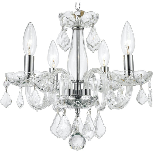 Clarion Polished Chrome Clear Crystal 4 Light Chandelier - Chandeliers