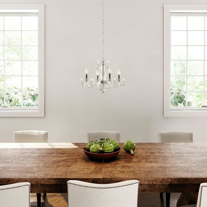 Clarion Polished Chrome Clear Crystal 4 Light Chandelier - Chandeliers