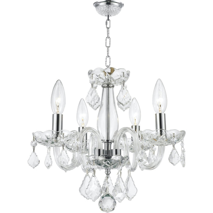 Clarion Polished Chrome Clear Crystal 4 Light Chandelier - Chandeliers