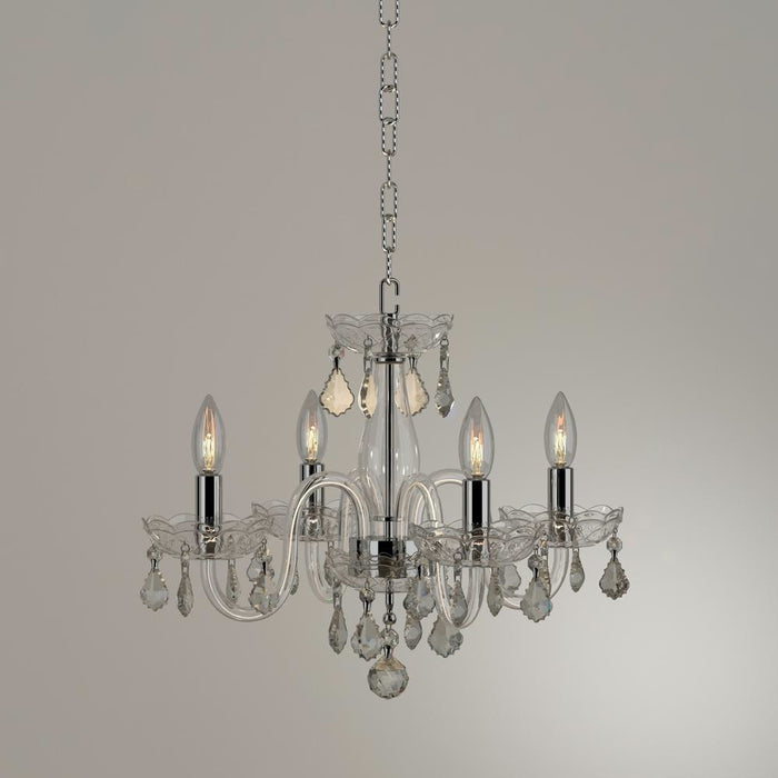Clarion Polished Chrome Clear Crystal 4 Light Chandelier - Chandeliers