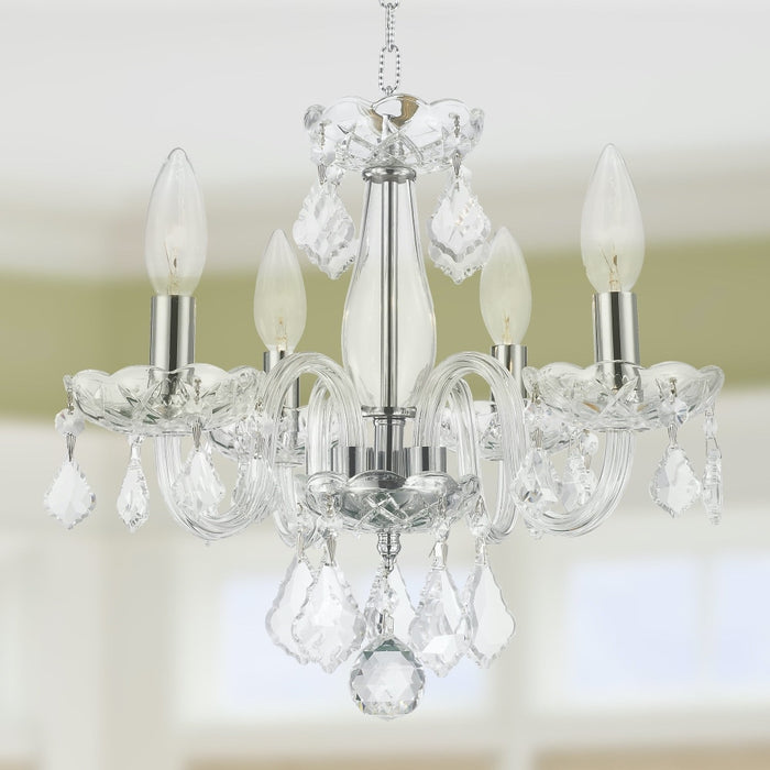 Clarion Polished Chrome Clear Crystal 4 Light Chandelier - Chandeliers