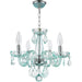 Clarion Polished Chrome Coral Blue Crystal 4 Light Chandelier - Chandeliers