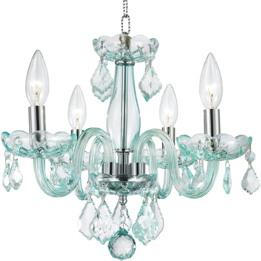 Clarion Polished Chrome Coral Blue Crystal 4 Light Chandelier - Chandeliers