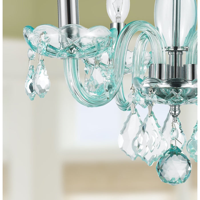 Clarion Polished Chrome Coral Blue Crystal 4 Light Chandelier - Chandeliers