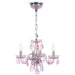 Clarion Polished Chrome Pink Crystal 4 Light Chandelier - Chandeliers