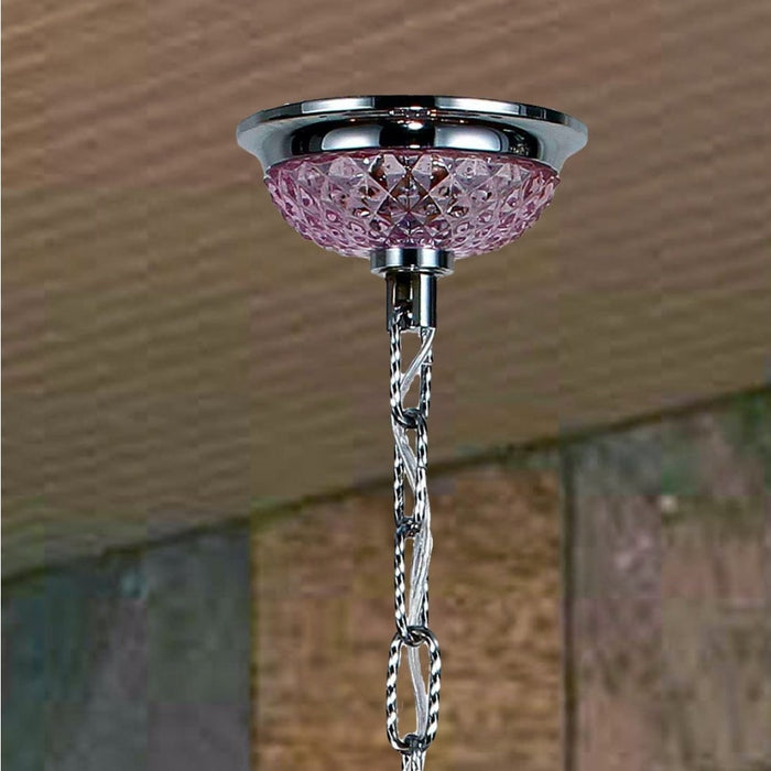 Clarion Polished Chrome Pink Crystal 4 Light Chandelier - Chandeliers