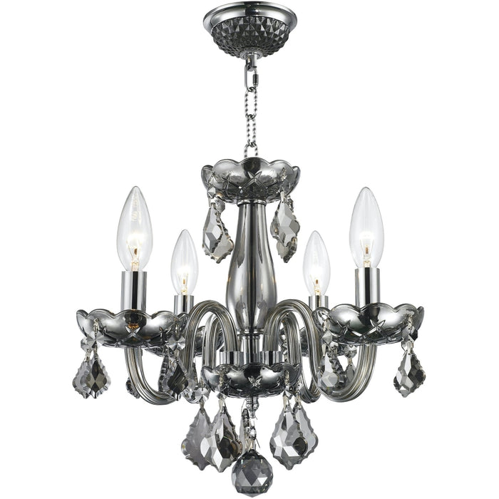 Clarion Polished Chrome Smoke Crystal 4 Light Chandelier - Chandeliers