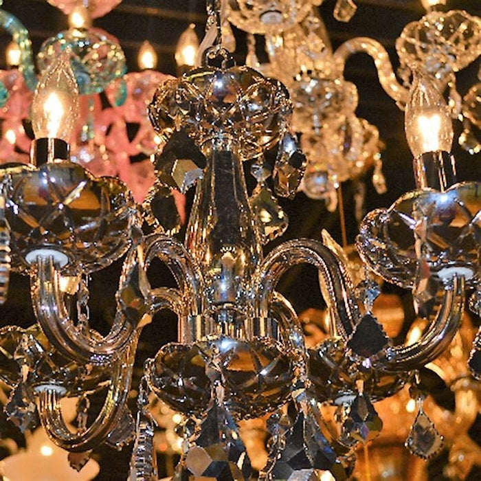 Clarion Polished Chrome Smoke Crystal 4 Light Chandelier - Chandeliers