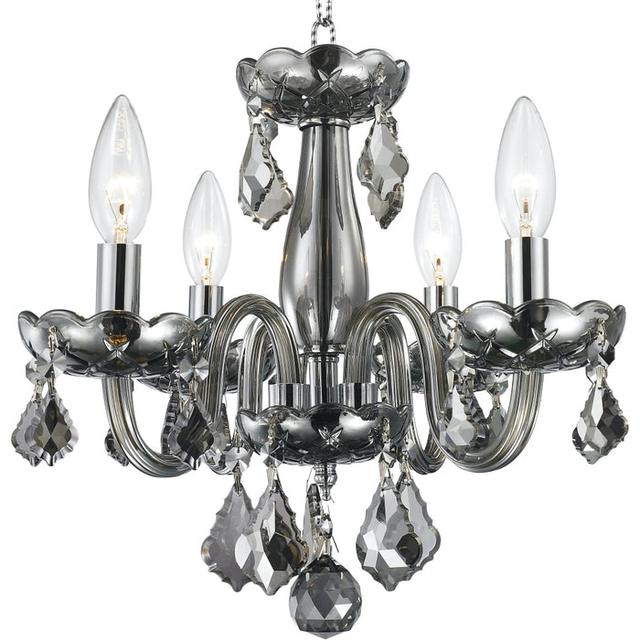 Clarion Polished Chrome Smoke Crystal 4 Light Chandelier - Chandeliers