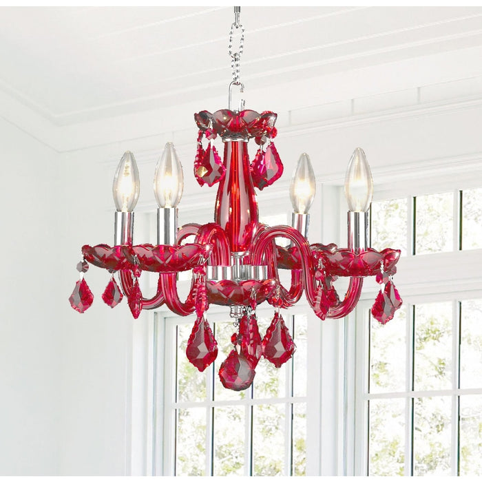 Clarion Polished Chrome Strawberry Crystal 4 Light Chandelier - Chandeliers