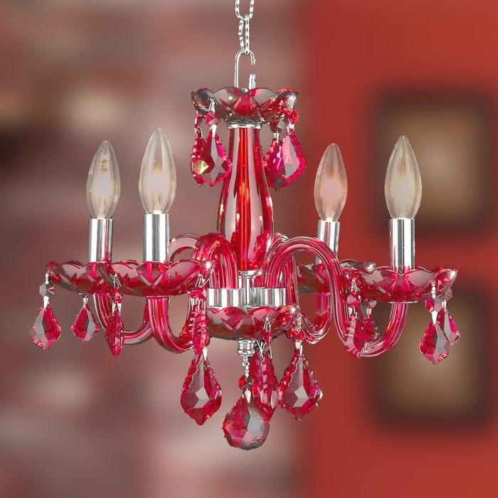 Clarion Polished Chrome Strawberry Crystal 4 Light Chandelier - Chandeliers