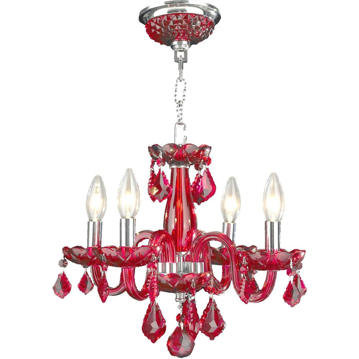 Clarion Polished Chrome Strawberry Crystal 4 Light Chandelier - Chandeliers