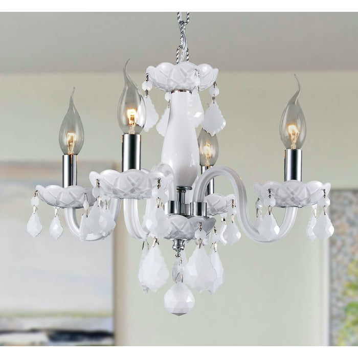 Clarion Polished Chrome White Crystal 4 Light Chandelier - Chandeliers