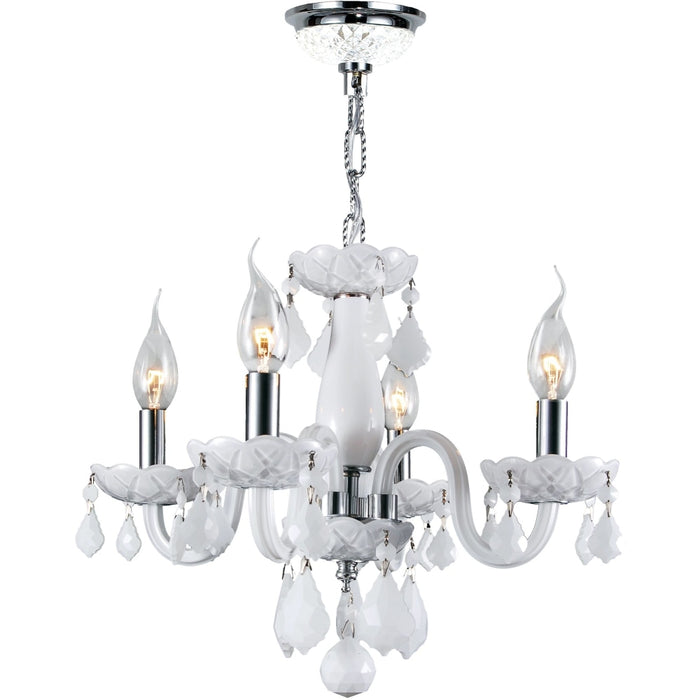 Clarion Polished Chrome White Crystal 4 Light Chandelier - Chandeliers