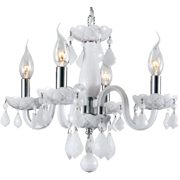 Clarion Polished Chrome White Crystal 4 Light Chandelier - Chandeliers