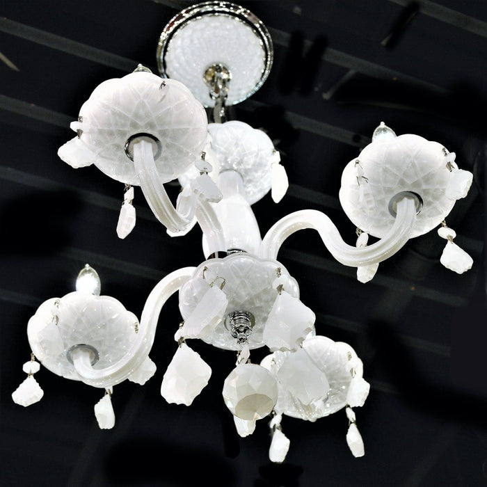 Clarion Polished Chrome White Crystal 4 Light Chandelier - Chandeliers