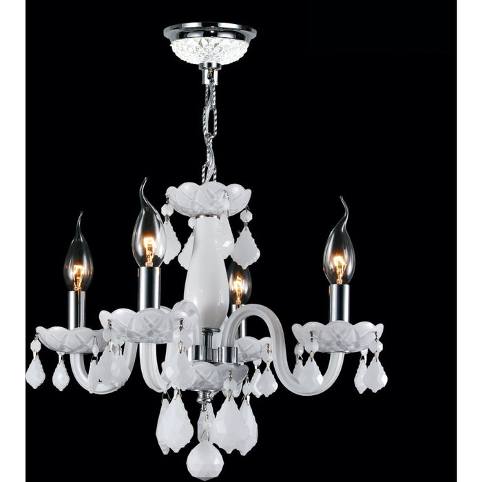Clarion Polished Chrome White Crystal 4 Light Chandelier - Chandeliers