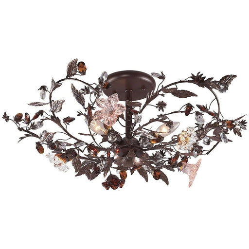 Cristallo Fiore Deep Rust Semi Flush Mount - Semi-Flushmounts