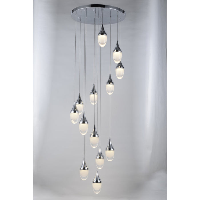 Droplet Polished Chrome Clear Glass 13 Light LED Pendant - Pendants