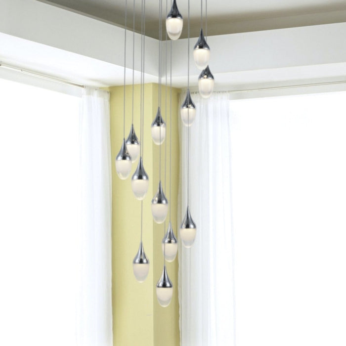 Droplet Polished Chrome Clear Glass 13 Light LED Pendant - Pendants