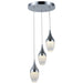 Droplet Polished Chrome Clear Glass 3 Light LED Pendant - Pendants