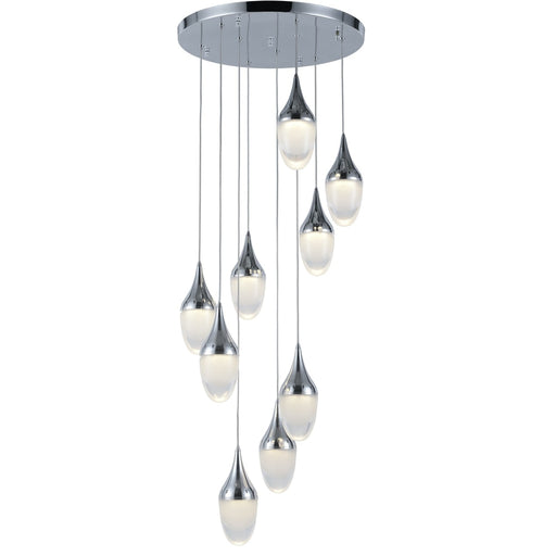 Droplet Polished Chrome Clear Glass 9 Light LED Pendant - Pendants